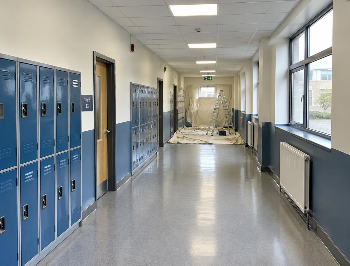 School corridor during decorating
